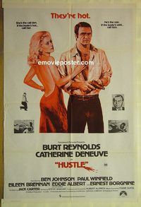 t121 HUSTLE Aust one-sheet movie poster '75 Burt Reynolds, Deneuve