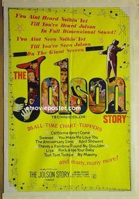 t126 JOLSON STORY Aust one-sheet movie poster R60s Larry Parks, Evelyn Keyes