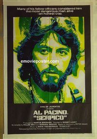 t133 SERPICO Aust one-sheet movie poster '74 Al Pacino crime classic!