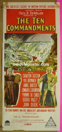 t341 TEN COMMANDMENTS Australian daybill movie poster R60 Heston