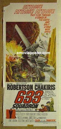 t153 633 SQUADRON Australian daybill movie poster '64 Cliff Robertson