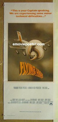 t157 AIRPLANE Australian daybill movie poster '80 Flying High!