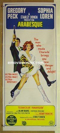 t163 ARABESQUE Australian daybill movie poster '66 Gregory Peck, Loren