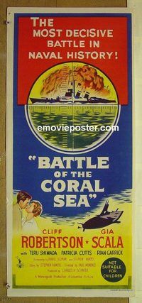 t172 BATTLE OF THE CORAL SEA Australian daybill movie poster '59 Robertson