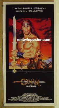 t207 CONAN THE DESTROYER Australian daybill movie poster '84 Schwarzenegger