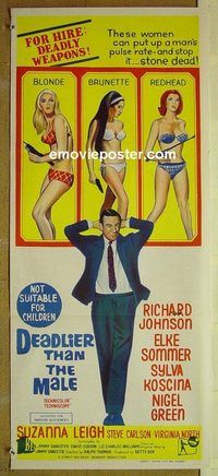 t214 DEADLIER THAN THE MALE Australian daybill movie poster '67 Sommer