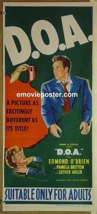 t219 DOA Australian daybill movie poster '50 O'Brien, classic film noir!