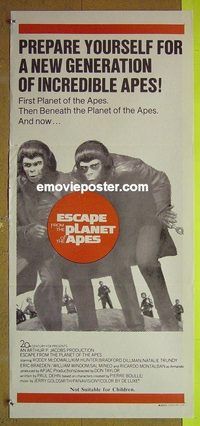 t223 ESCAPE FROM THE PLANET OF THE APES Australian daybill movie poster '71