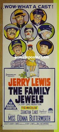 t230 FAMILY JEWELS Australian daybill movie poster '65 lots of Jerry Lewis!