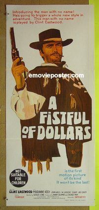 t233 FISTFUL OF DOLLARS Australian daybill movie poster '67 Clint Eastwood