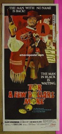 t234 FOR A FEW DOLLARS MORE Australian daybill movie poster '67 Eastwood