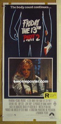 t241 FRIDAY THE 13th 2 Australian daybill movie poster '81 Jason!