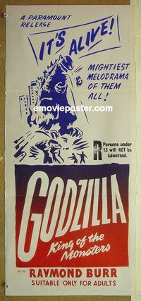 t410 GODZILLA KING OF THE MONSTERS New Zealand daybill movie poster '50s