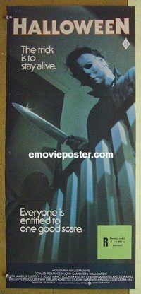 t248 HALLOWEEN Australian daybill movie poster '78 Jamie Lee Curtis classic!