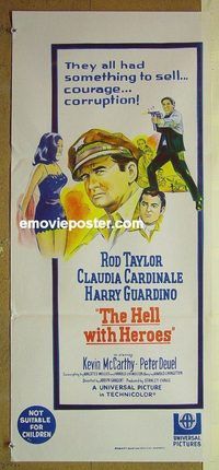 t251 HELL WITH HEROES Australian daybill movie poster '68 Rod Taylor