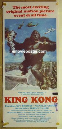 t263 KING KONG Australian daybill movie poster '76 BIG Ape, Jessica Lange
