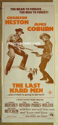 t269 LAST HARD MEN Australian daybill movie poster '76 Charlton Heston