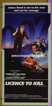 t272 LICENCE TO KILL Australian daybill movie poster '89 Timothy Dalton, James Bond