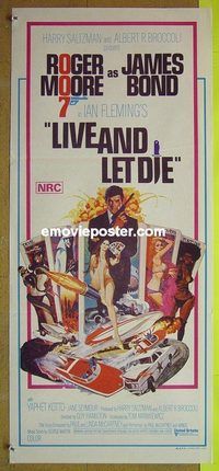 t274 LIVE & LET DIE Australian daybill movie poster '73 Moore as Bond