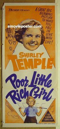 t305 POOR LITTLE RICH GIRL Australian daybill movie poster R50s Temple