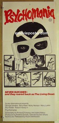 t308 PSYCHOMANIA Australian daybill movie poster '71 The iving Dead!