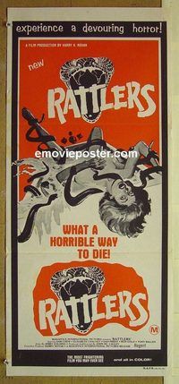 t311 RATTLERS Australian daybill movie poster '75 wild snake image!