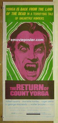 t313 RETURN OF COUNT YORGA Australian daybill movie poster '71 AIP vampires!