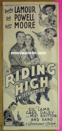t315 RIDING HIGH Australian daybill movie poster '43 Dorothy Lamour