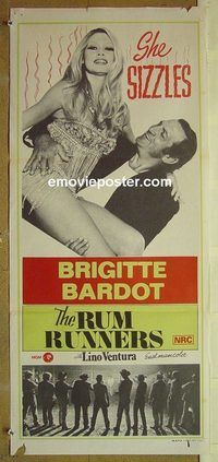 t321 RUM RUNNERS Australian daybill movie poster '71 sexy Brigitte Bardot!