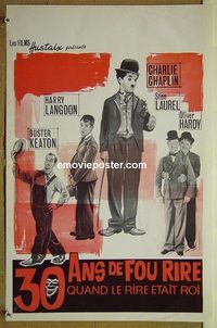 t396 30 YEARS OF FUN Belgian movie poster '63 Chaplin, Buster Keaton
