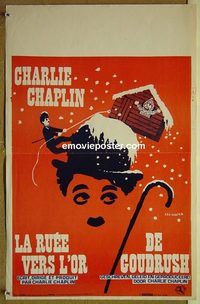 t400 GOLD RUSH Belgian movie poster R70s Charlie Chaplin classic!