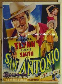 t402 SAN ANTONIO Belgian movie poster '45 Errol Flynn, Alexis Smith