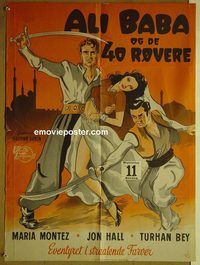 t367 ALI BABA & THE FORTY THIEVES Danish movie poster '43 Montez
