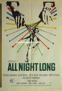 t003 ALL NIGHT LONG English one-sheet movie poster '61 Attenborough