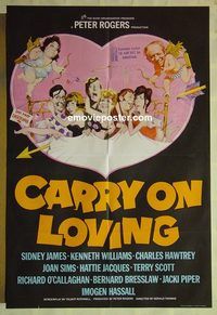 t012 CARRY ON LOVING English one-sheet movie poster '70 English comedy!