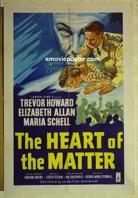 t028 HEART OF THE MATTER English one-sheet movie poster '53 Trevor Howard