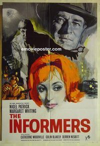 t033 INFORMERS English one-sheet movie poster '65 Nigel Patrick, Whiting