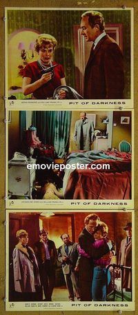 t079 PIT OF DARKNESS 3 English lobby cards '61 Lance Comfort