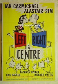 t037 LEFT RIGHT & CENTRE English one-sheet movie poster '61 Carmichael, Sim