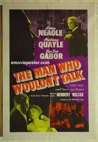 t041 MAN WHO WOULDN'T TALK English one-sheet movie poster '58 Anna Neagle