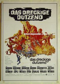 t592 DIRTY DOZEN German movie poster R70s Charles Bronson, WWII!