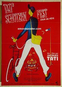 t657 JOUR DE FETE German movie poster R70s Jacques Tati, French!