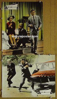 t483 ONE SPY TOO MANY 2 German lobby cards '66 Man from UNCLE