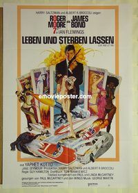 t671 LIVE & LET DIE German movie poster '73 Moore as Bond