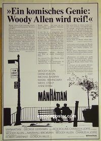 t679 MANHATTAN #2 German movie poster '79 Woody Allen, Hemingway