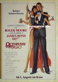 t700 OCTOPUSSY advance German movie poster '83 Roger Moore as Bond!