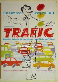 t766 TRAFFIC German movie poster '73 Tati as Mr. Hulot!