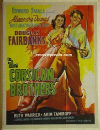 t370 CORSICAN BROTHERS Indian movie poster R60s Fairbanks