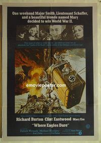 t383 WHERE EAGLES DARE Indian movie poster '68 Eastwood, Burton
