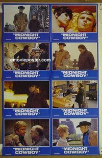 t076 MIDNIGHT COWBOY 8 uncut English lobby cards R81 Hoffman